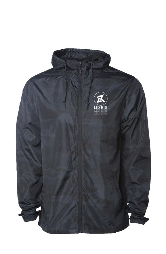 Black Camo Water Resistant Windbreaker