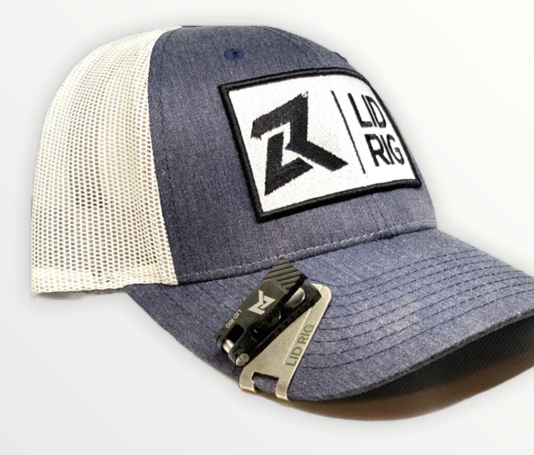 Heather Blue/White Lid: Adjustable Snapback - Lid Rig